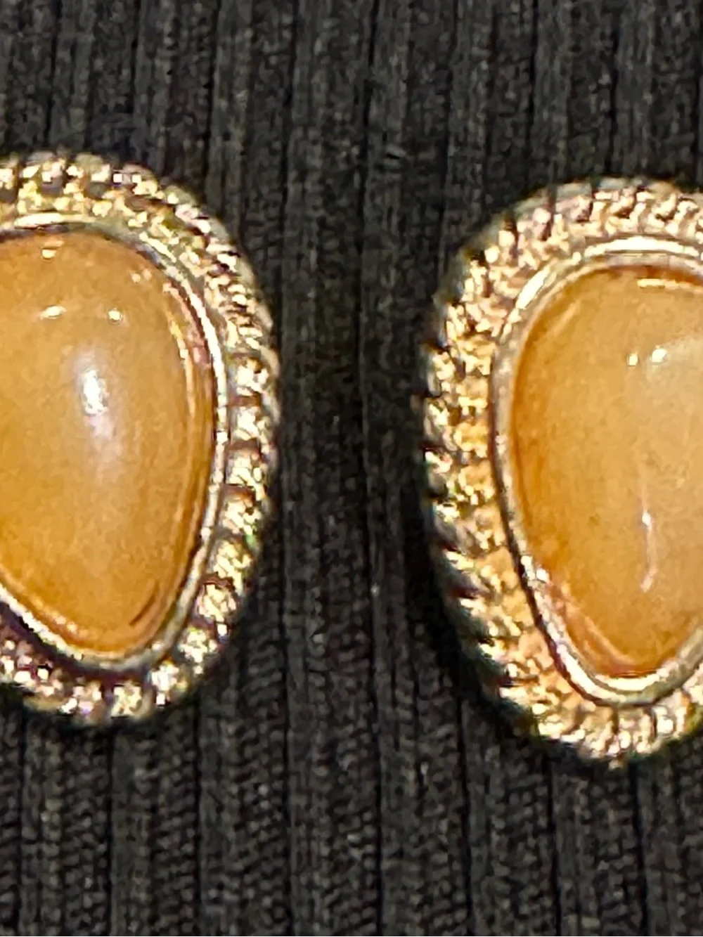 Vintage 1980s Bijoux Givenchy Butterscotch Amber Cabochon Teardrop Earrings